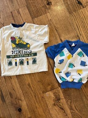 Kvibtage Tee Bundle 2T White 'Hiking Adventures' Graphic Tee - Blue Accent